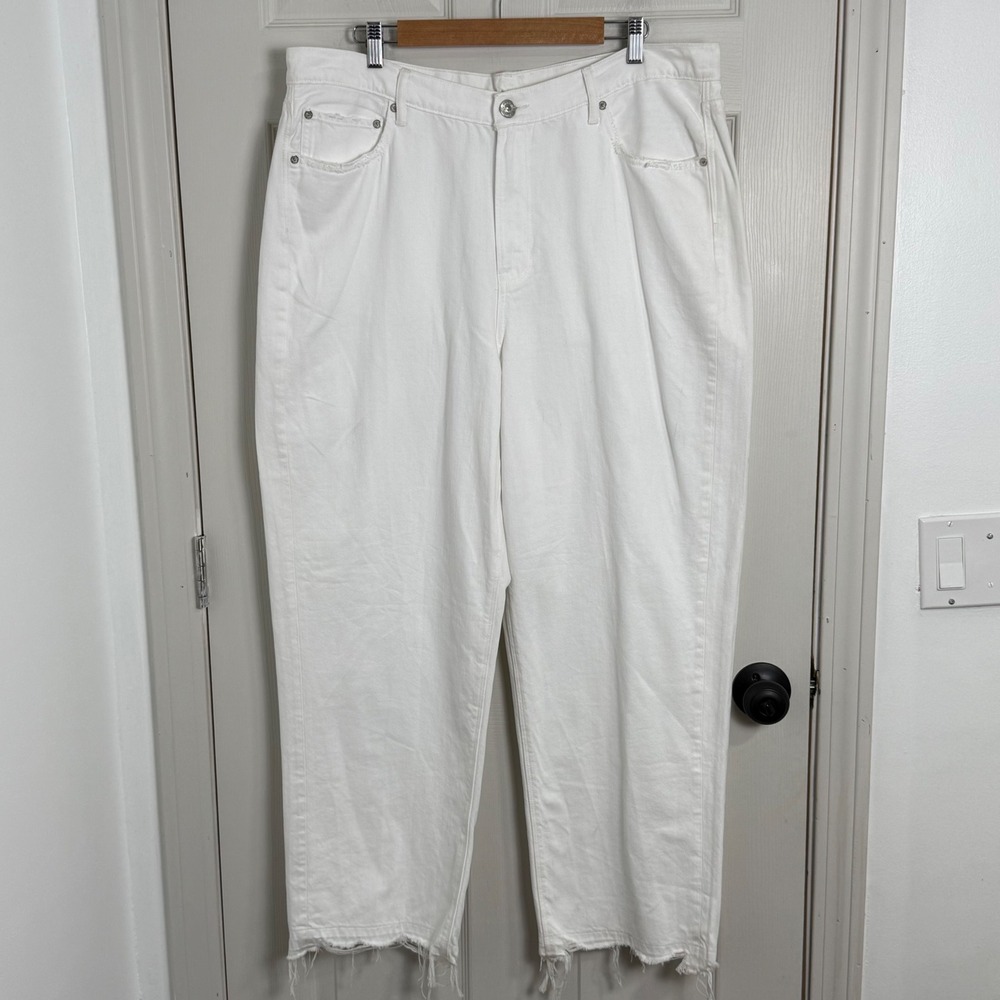 American‎ Eagle Baggy Jeans Women 20 White Hi Rise Wide Leg Minimalist Coastal